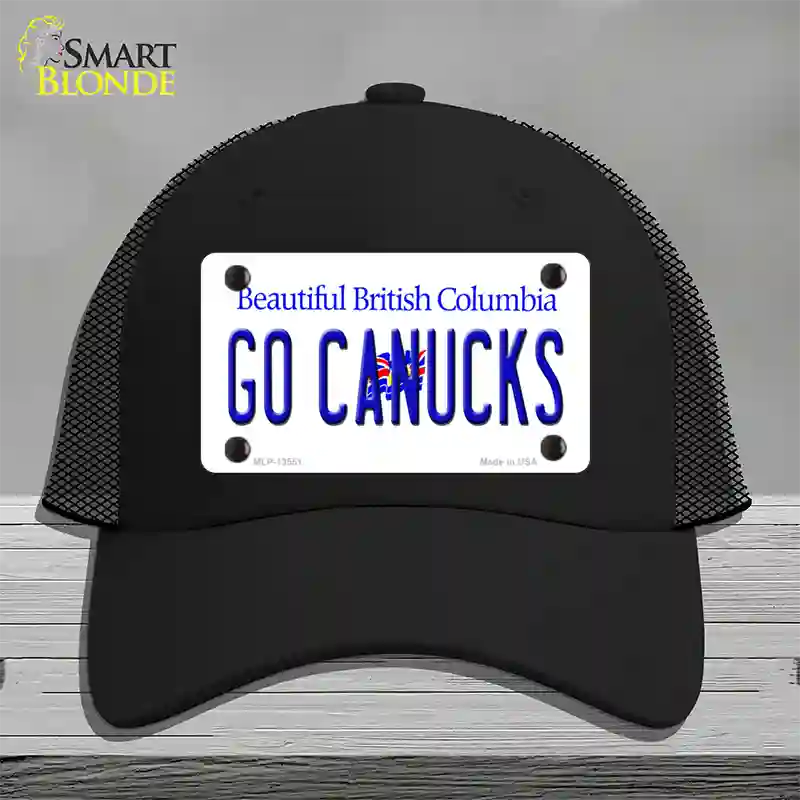 Go Canucks Novelty License Plate Hat Tag Mesh / Black
