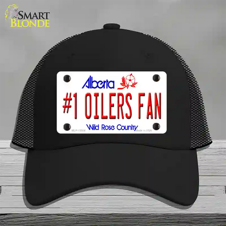 Number 1 Oilers Fan Novelty License Plate Hat Tag Mesh / Black