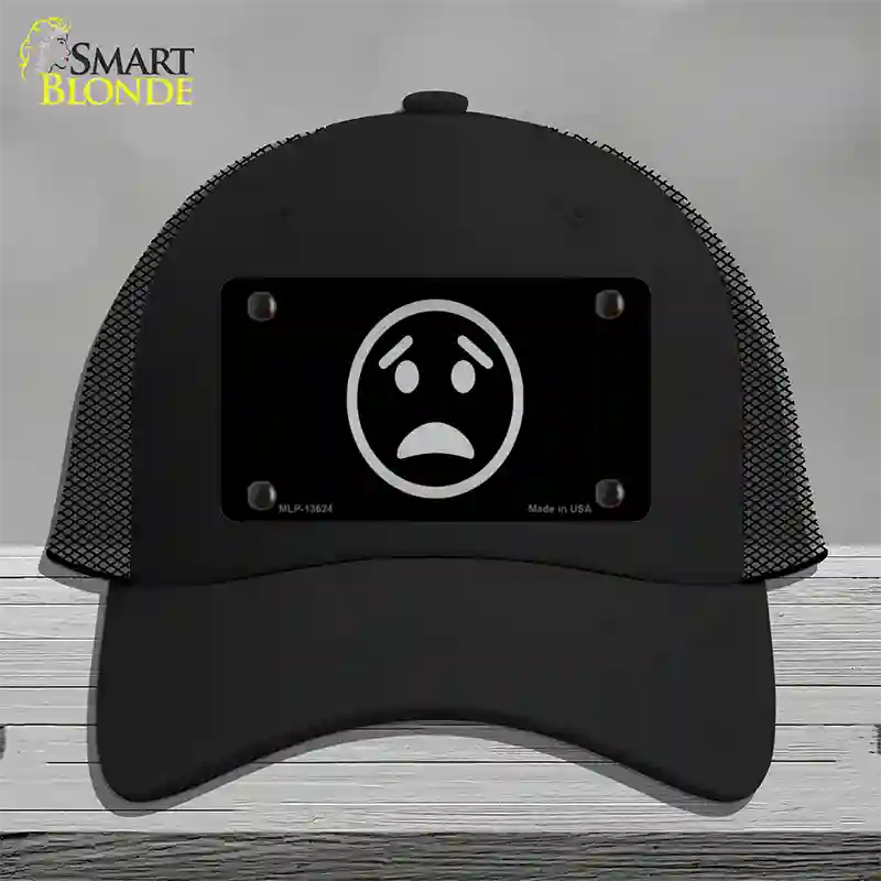 Worried Black Novelty License Plate Hat Tag Mesh Black