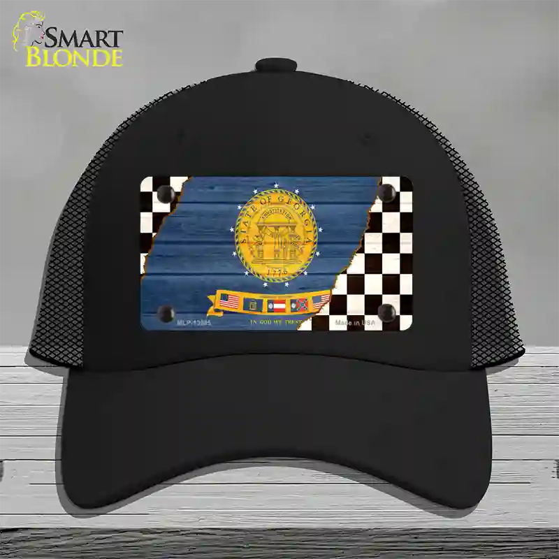 Georgia Racing Flag Novelty License Plate Hat Tag Mesh Black