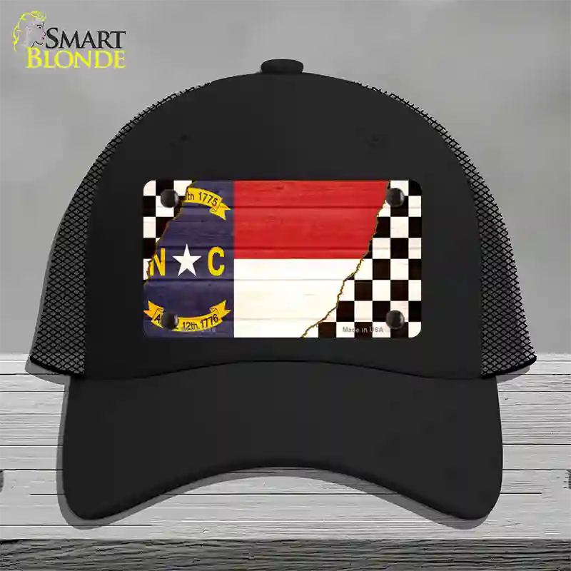 North Carolina Racing Flag Novelty License Plate Hat Tag Mesh Black