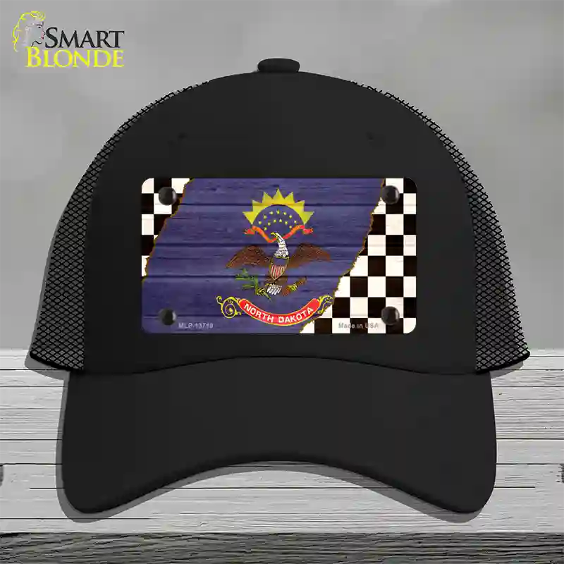 North Dakota Racing Flag Novelty License Plate Hat Tag Mesh Black