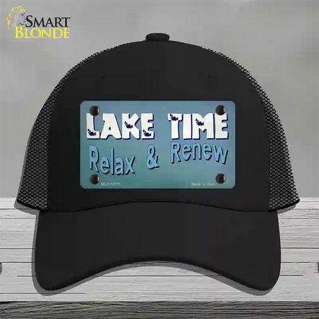 Lake Time Novelty License Plate Hat Tag Mesh Black