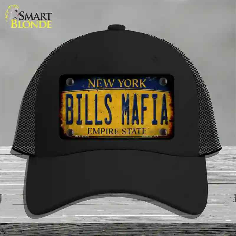 Bills Mafia New York Yellow Rusty Novelty License Plate Hat Tag Mesh Black