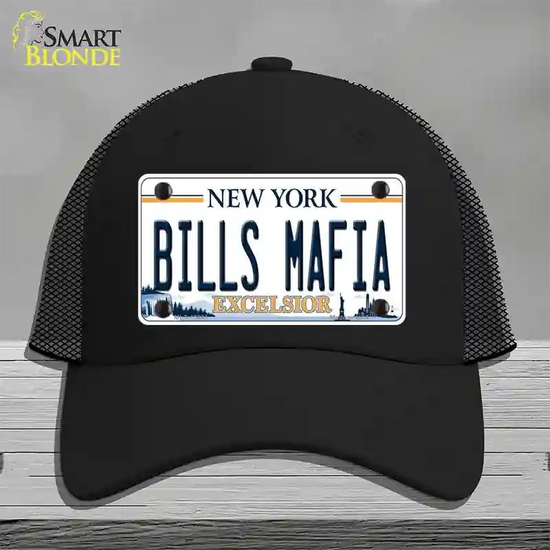 Bills Mafia NY Excelsior Novelty License Plate Hat Tag Mesh Black
