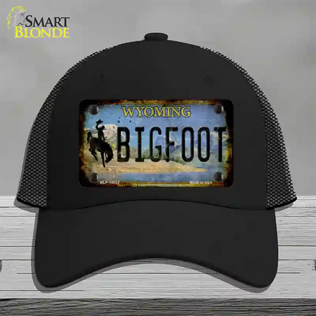 Bigfoot Wyoming Novelty License Plate Hat Tag Mesh / Black