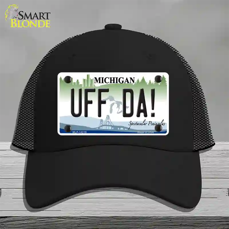 Uff Da Michigan Novelty License Plate Hat Mesh / Black