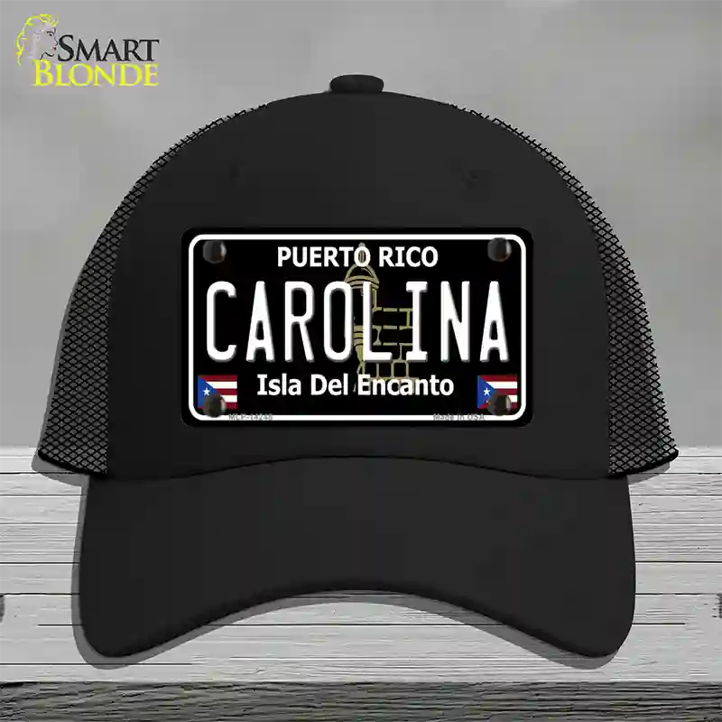 Carolina Puerto Rico Black Novelty License Plate Hat Mesh / Black