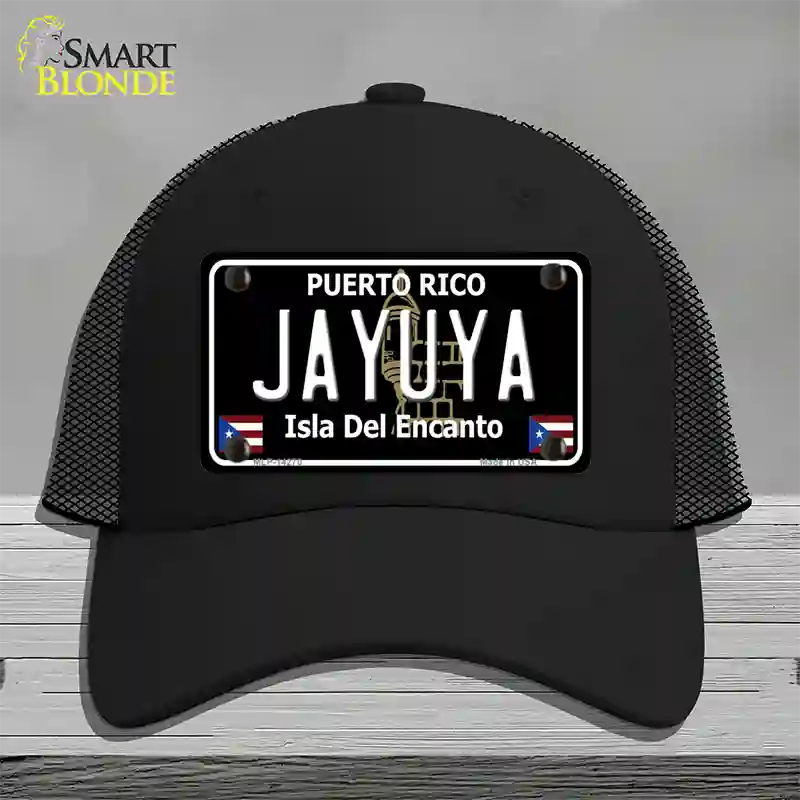 Jayuya Puerto Rico Black Novelty License Plate Hat Mesh / Black
