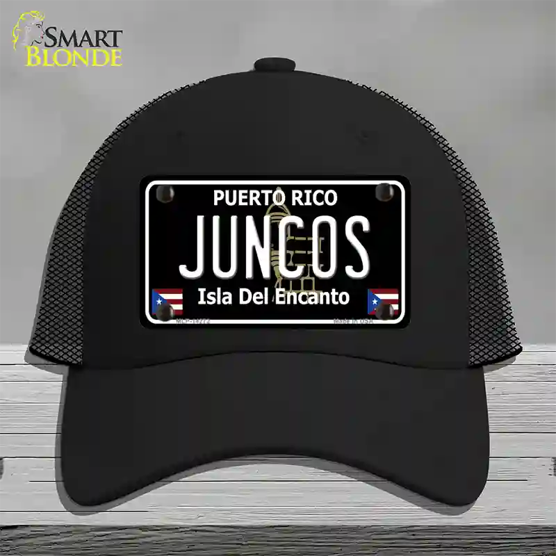 Juncos Puerto Rico Black Novelty License Plate Hat Mesh / Black