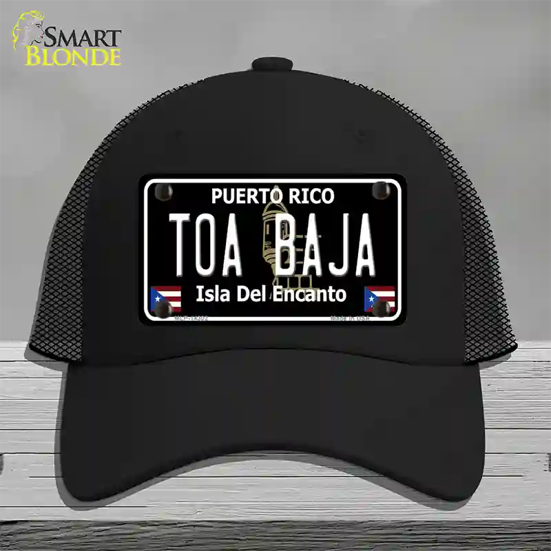 Toa Baja Puerto Rico Black Novelty License Plate Hat Mesh / Black