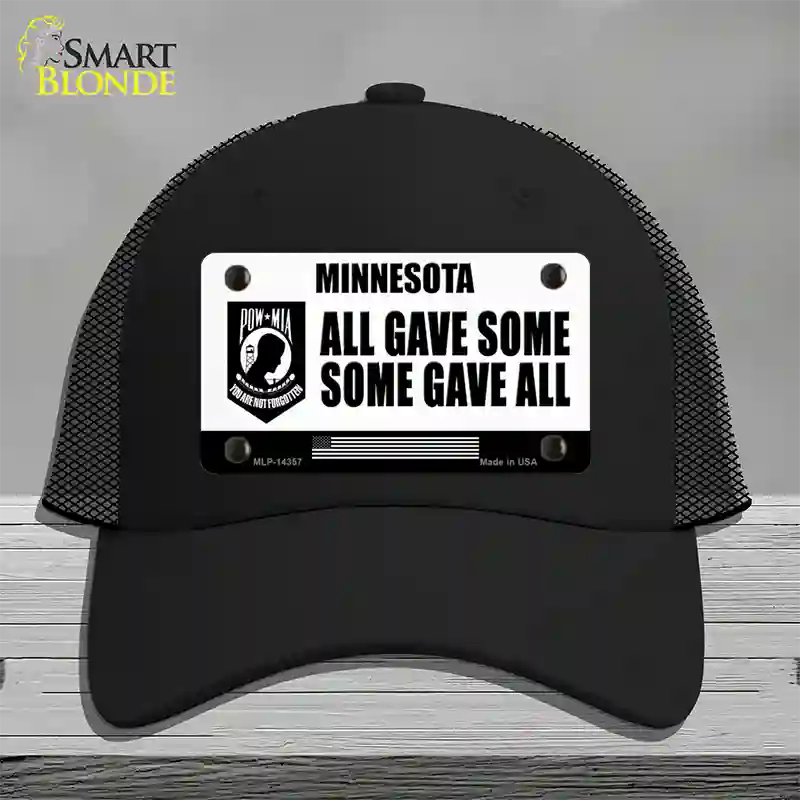 Minnesota POW MIA Some Gave All Novelty License Plate Hat Mesh / Black