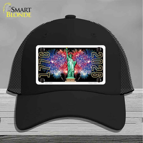 Lady Liberty Fireworks Novelty License Plate Hat HAT-MLP-14549 Mesh Black