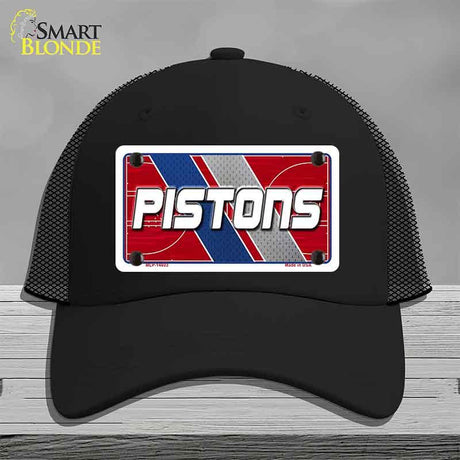Black cap with 'PISTONS' design on a gray background
