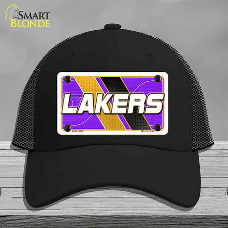 Black cap with Lakers logo on a gray background