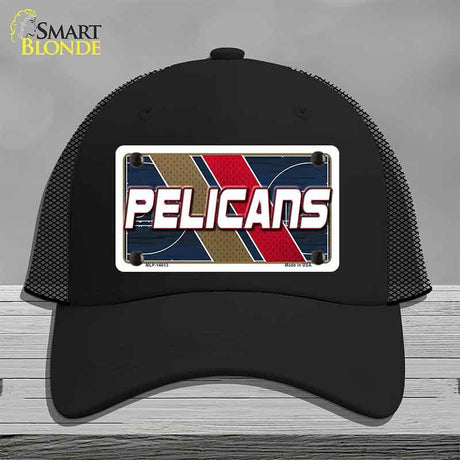 Black cap with 'Pelicans' logo on a gray background