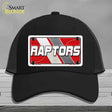 Black cap with 'Raptors' design on a gray background