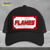FLAMES Graphic Novelty License Plate Hat HAT-MLP-14660 Mesh Black