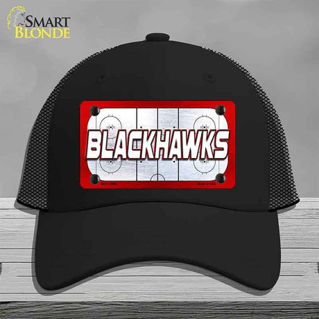 BLACKHAWKS Graphic Novelty License Plate Hat HAT-MLP-14662 Mesh Black