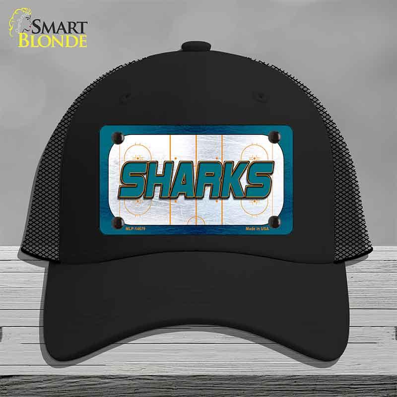 SHARKS Graphic Novelty License Plate Hat HAT-MLP-14679 Mesh Black