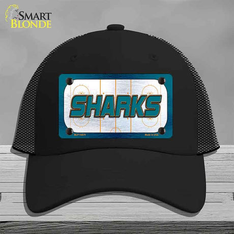SHARKS Graphic Novelty License Plate Hat HAT-MLP-14679 Mesh Black