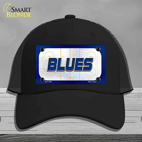 BLUES Graphic Novelty License Plate Hat HAT-MLP-14681 Mesh Black