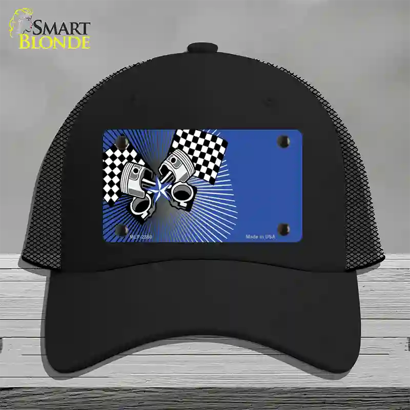Racing Pistons Offset Novelty License Plate Hat Mesh / Black