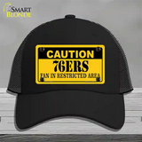 Caution 76ers Fan Novelty License Plate Hat Mesh / Black