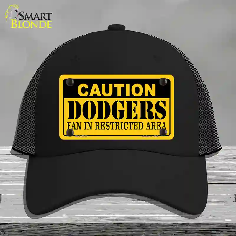 Caution Dodgers Fan Novelty License Plate Hat Mesh / Black
