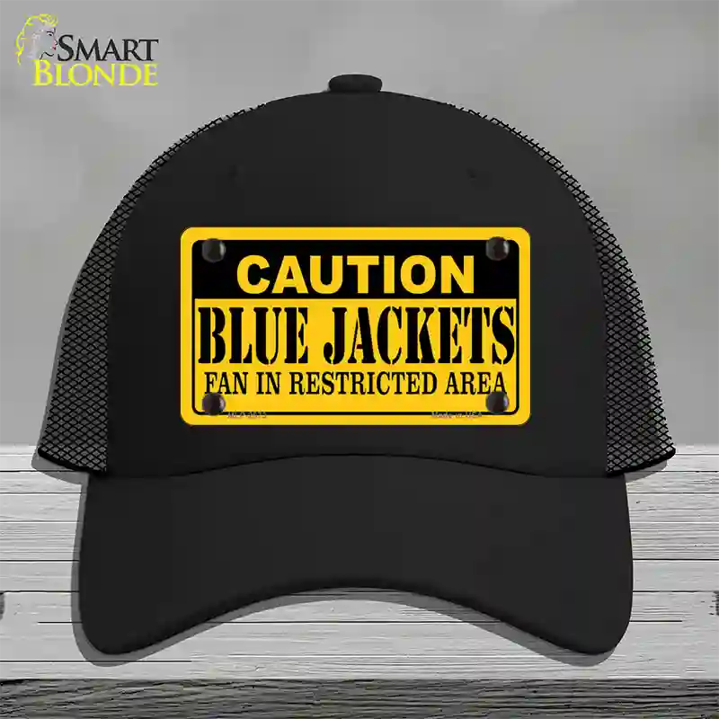 Caution Blue Jackets Novelty License Plate Hat Mesh / Black