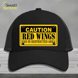 Caution Red Wings Novelty License Plate Hat Mesh / Black
