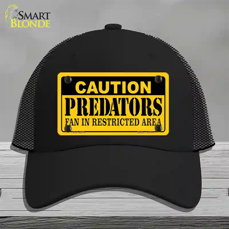 Caution Predators Novelty License Plate Hat Mesh / Black