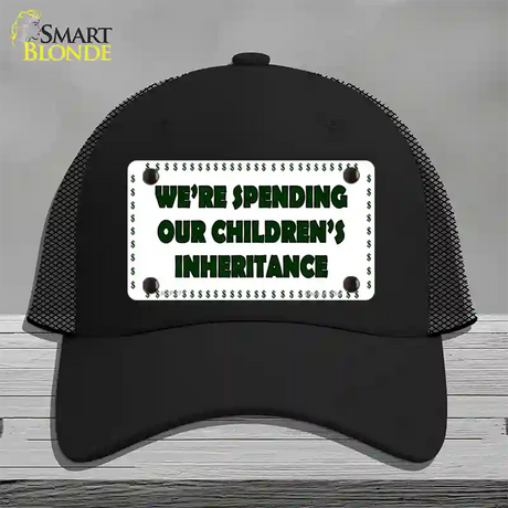 Spending Inheritance Novelty License Plate Hat Mesh / Black