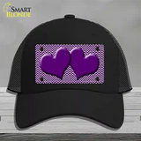 Purple White Chevron Purple Center Hearts Novelty License Plate Hat Mesh / Black