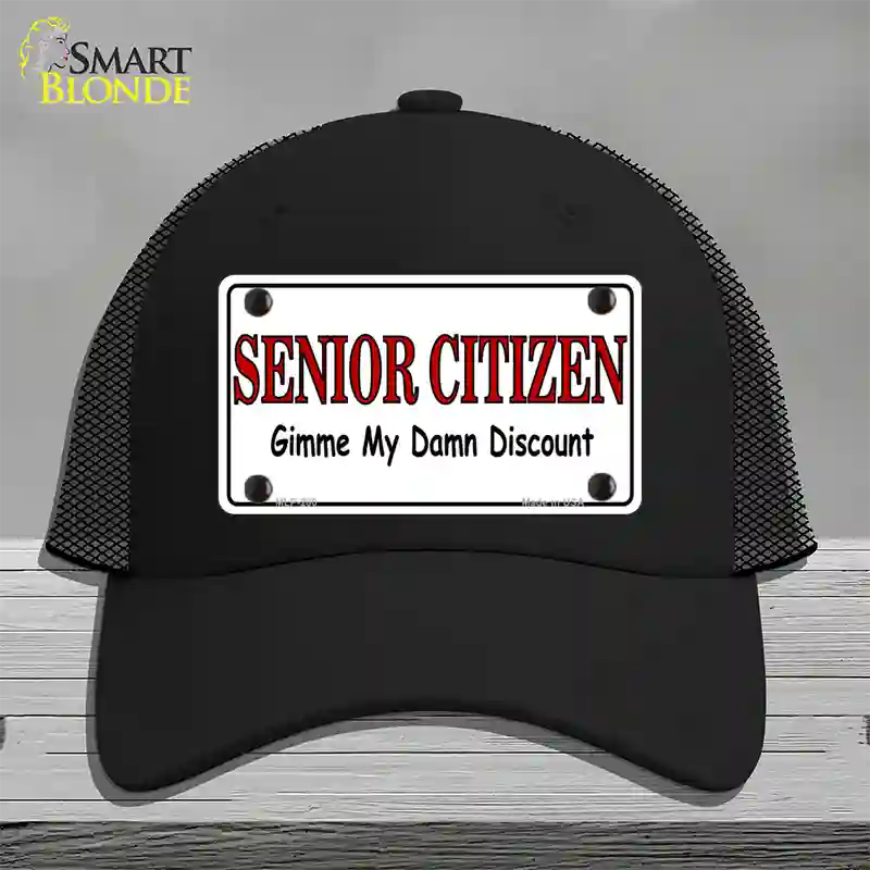 Senior Citizen Discount Novelty License Plate Hat Mesh / Black