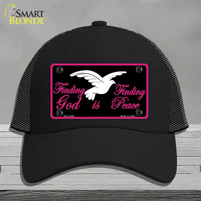 Finding God Finding Peace Black Novelty License Plate Hat Mesh / Black