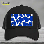 Blue White Giraffe Novelty License Plate Hat Mesh Black