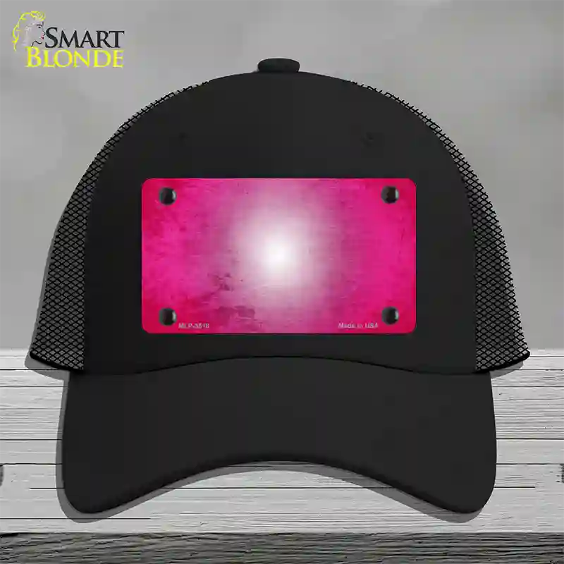 Pink White Fade Scratched Novelty License Plate Hat Mesh / Black