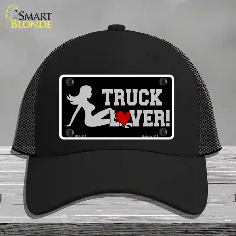 Truck Lover Girl Novelty License Plate Hat Mesh / Black