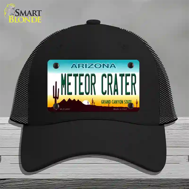 Arizona Meteor Crater Novelty License Plate Hat Mesh / Black