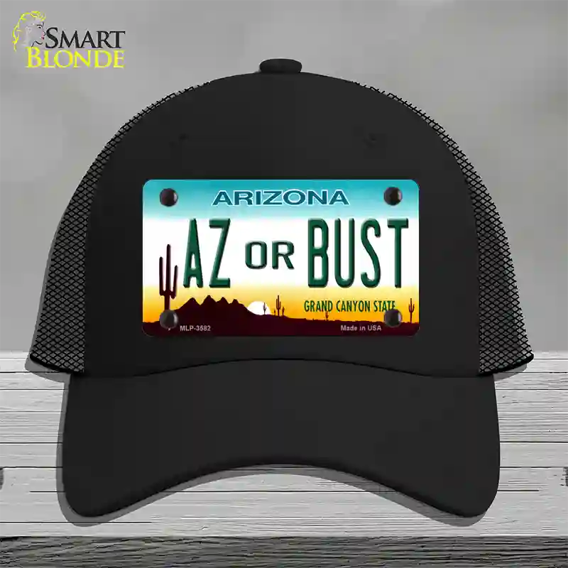 Arizona Az Or Bust Novelty License Plate Hat Mesh / Black