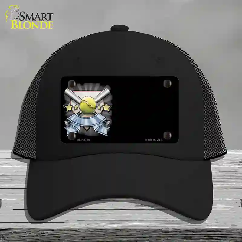 Softball Banner Offset Novelty License Plate Hat Mesh / Black