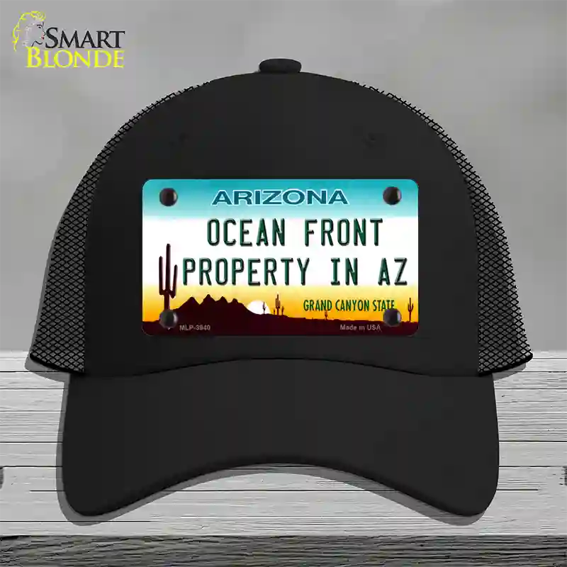 Ocean Front Property Novelty License Plate Hat Mesh / Black