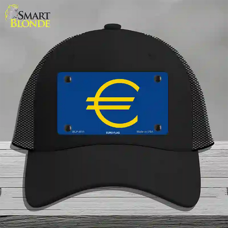 Euro Flag Novelty License Plate Hat Mesh / Black