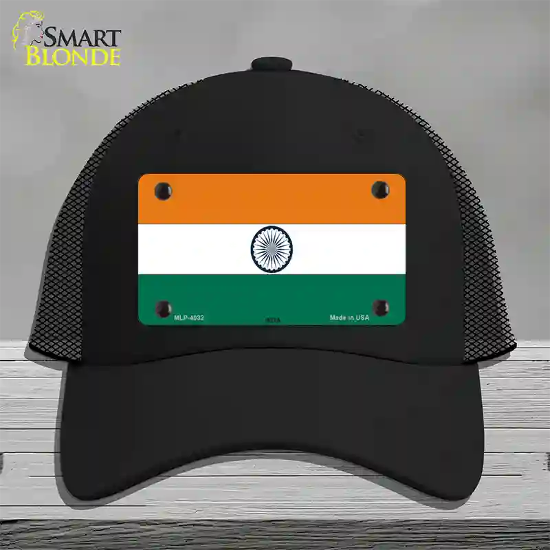 India Flag Novelty License Plate Hat Mesh / Black