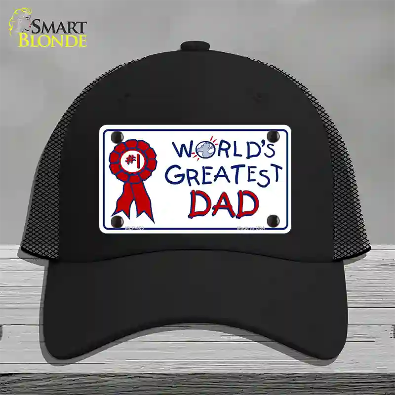 Worlds Greatest Dad Novelty License Plate Hat Mesh / Black