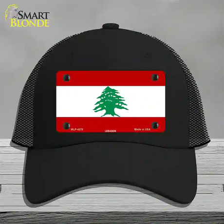 Lebanon Flag Novelty License Plate Hat Mesh / Black