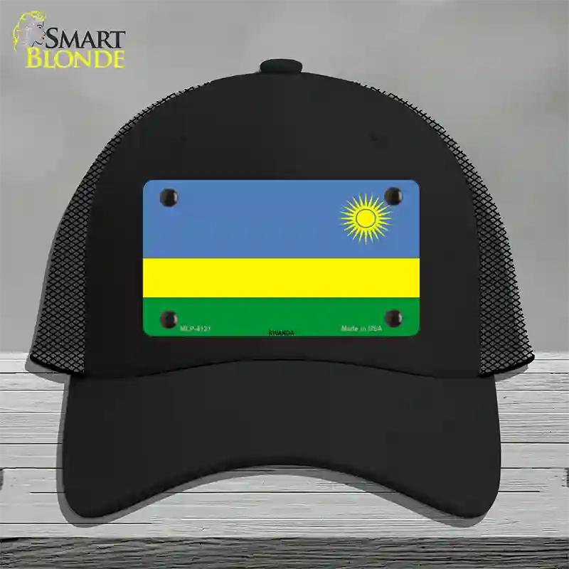 Rwanda Flag Novelty License Plate Hat Mesh / Black