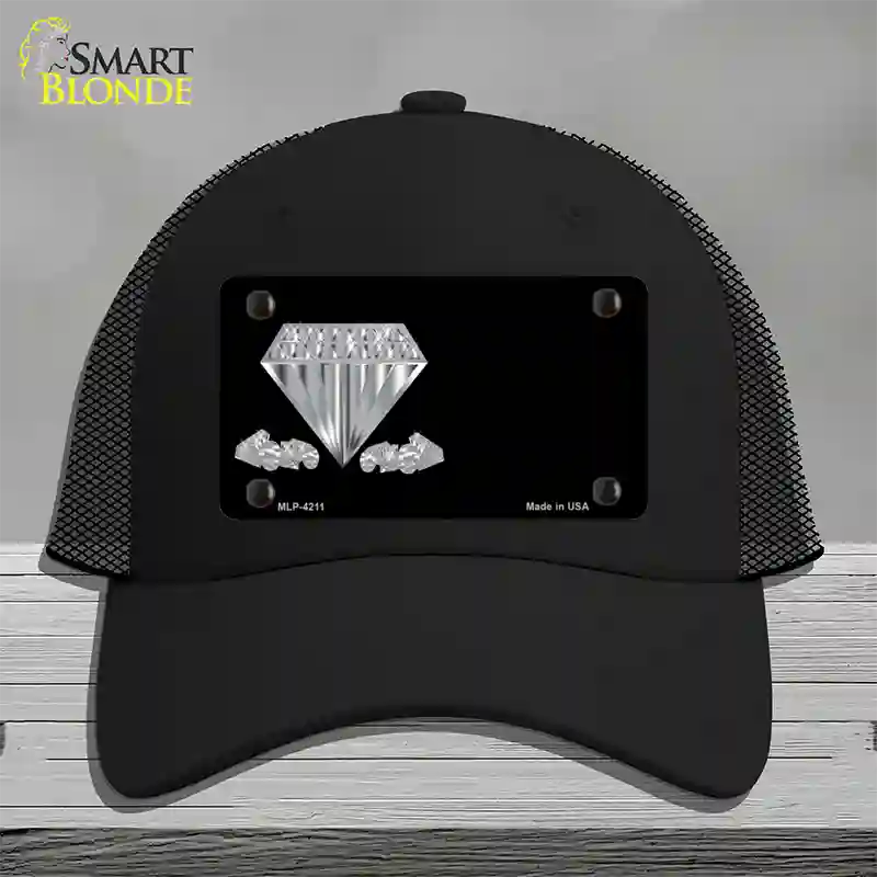 Diamonds Offset Novelty License Plate Hat Mesh / Black