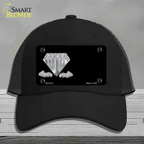 Diamonds Offset Novelty License Plate Hat Mesh / Black